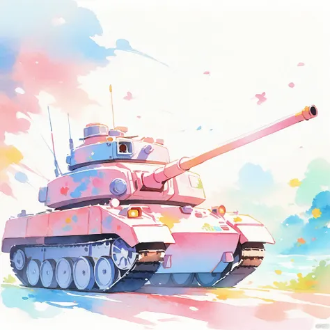 (best quality, high resolution, Watercolor Armored Tank
