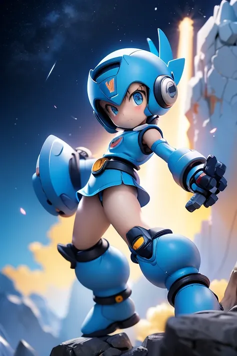 Rockman、Mega Man、Primary school students ,Young girl、front view