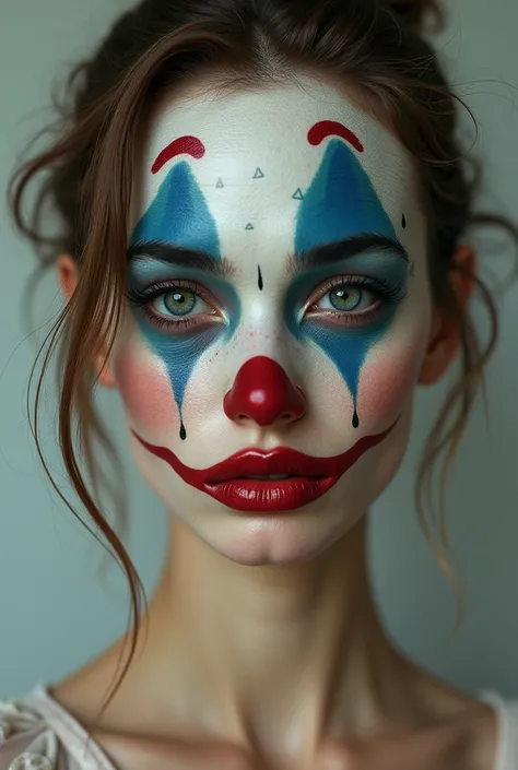 Une femme réel avec un masque de clown
