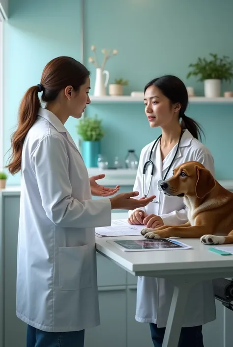 Veterinarian talking to pet owner