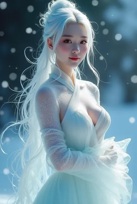 (ice - carving:1.4),Movie Angle,(Fan Bingbing,  ice sculpture girl,Anatomically correct,full bodyesbian,Masterpiece ice sculpture camellia,Representative work Hanfu,Smile,sexy,full body arts,traditional arts,erotic arts,Queen arts,Amazing body arts,Amazing...