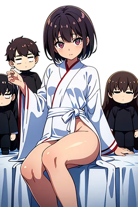 (masterpiece, Highest quality:1.2),（perfection５refer、Full Leg）、short hair（(alone,Young Girl,Shota,Boy Doll、White robes、Delicate doll)）White background