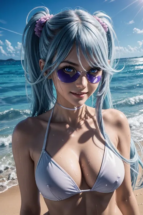 I want to be a powerful figure behind the scenes！,Epsilon,Silver blue hair,long hair,Twin tails,Aligned bangs,Beautiful purple eyes,Beautiful white skin,Photorealistic,Ultra HD,high quality,masterpiece,Digital SLR,Detailed details,Intricate details,Anatomi...