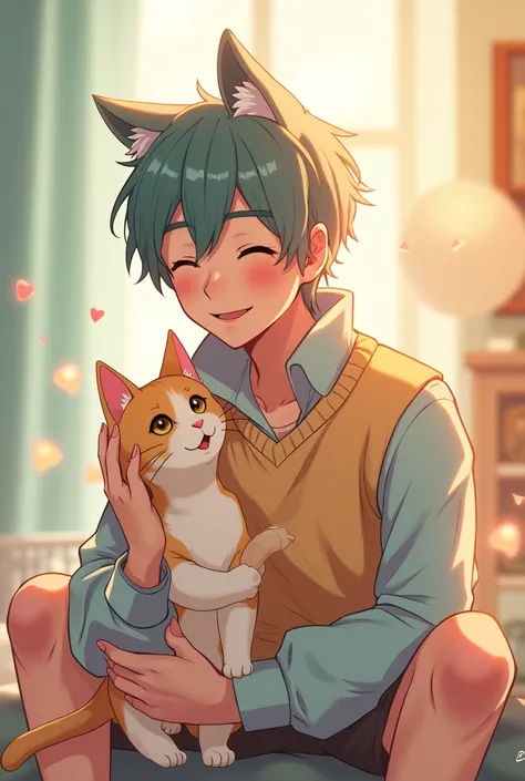 Anime guy with cat 