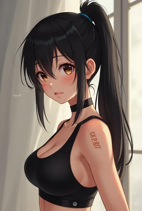 Black Hair Girl、24-years-old、ponytail、spats、Sports Bra