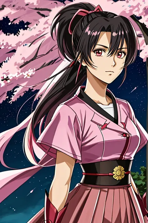 high quality，（sakura wars_sakura shinguji），（smug face），sharp eye， (日book刀)，military commander，（starry sky_background），young girl...