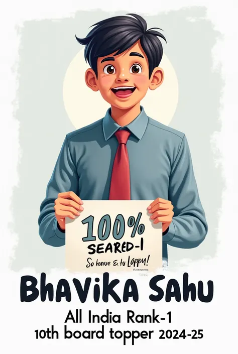 An image with 4 things written on it in center allignment. 
1. All India Rank-1 Bhavika sahu
2. 100% secured
3. 10th board topper 2024-25
