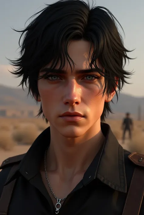 Red dead redemption 2 young man with black hair & blue eyes & looks sweet