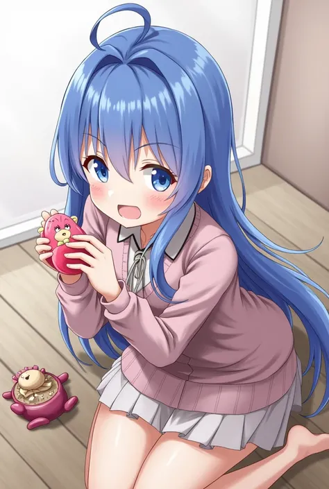 Anime Style、Blue Hair Girl、Playing with adult toys