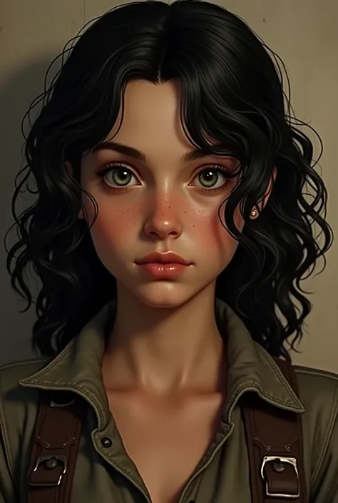 Red Dead redemption 2 Black haired teenage girl with curls & green eyes & cute looking face 