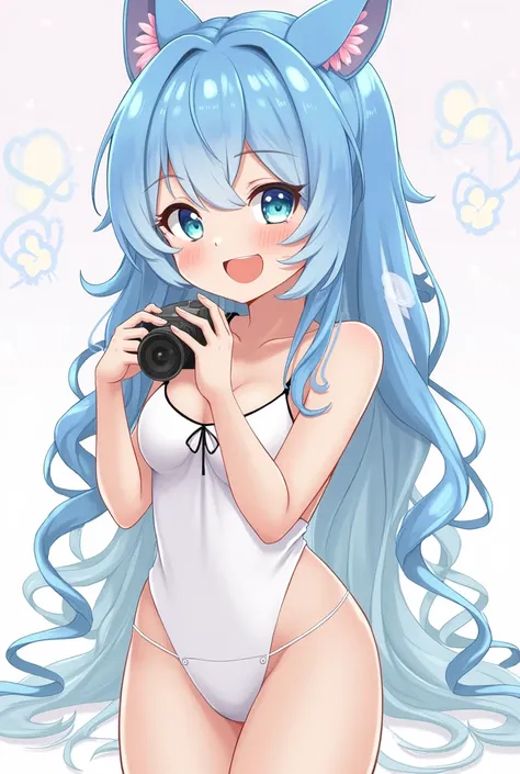 Anime Style、Blue Hair Girl、Hole、Pussy、Ecchi