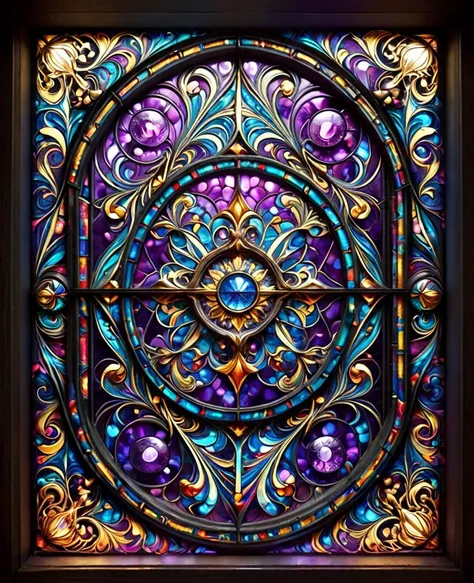 a picture of a stained glass window, intricate art, vector art, by mario dubsky, stained glass art, amethyst stained glass, deta...