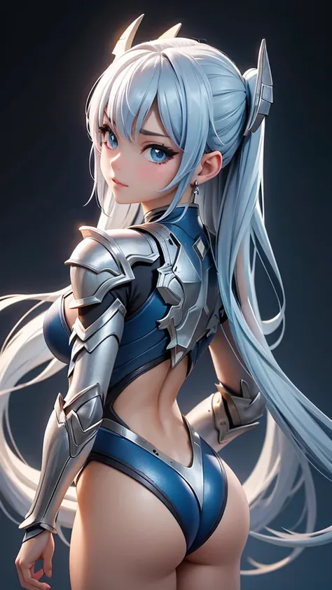 1_girl, solo, upper body portrait of a woman in a silver and blue bikini, chengwei pan on artstation, by Yang J, detailed fantasy art, stunning character art, fanart best artstation, epic exquisite character art, beautiful armor, extremely detailed artgerm...