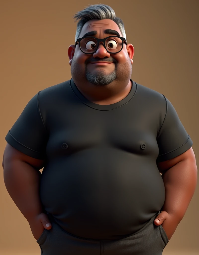 Cartoon character of a middle-aged black man with very short hair, wearing black glasses. Stylized character, animation-style rendering, 3D stylized rendering, Arnold Maya render, 3D stylized render, toon Keyshot render, 3D character, 3D stylized rendering...