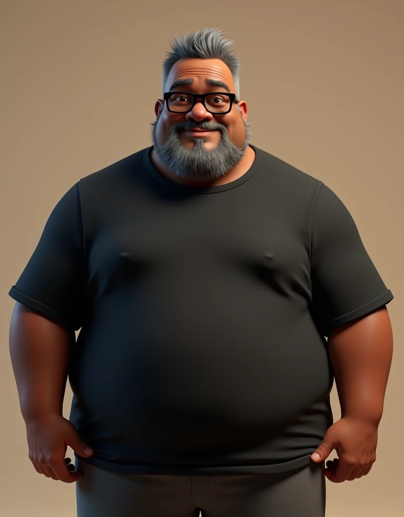 Cartoon character of a middle-aged black man with very short hair, wearing black glasses. Stylized character, animation-style rendering, 3D stylized rendering, Arnold Maya render, 3D stylized render, toon Keyshot render, 3D character, 3D stylized rendering...