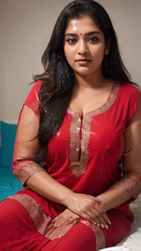  South Indian plus sized women, (cum Splash on her breasts and nipples, cum Splash on her gace, Splash of cum on her face, cum Splash on her blouse, cum Splash on her eys),