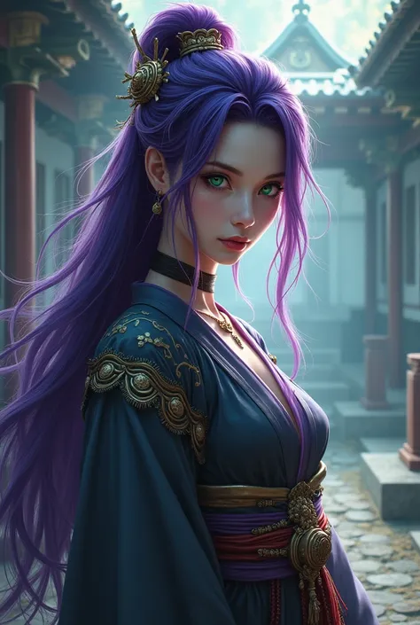 The leader of the clan who enshrines Yamata no Orochi as their tutelary deity。A beautiful woman of marriageable age with long purple hair pinned up and cool, deep green eyes that give off an air of mystery and unsettling eeriness.。
