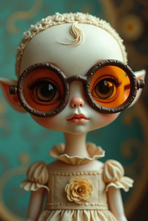  doll with chocolate and orange glasses 