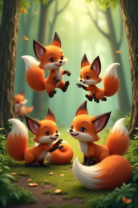 Foxes with tails 