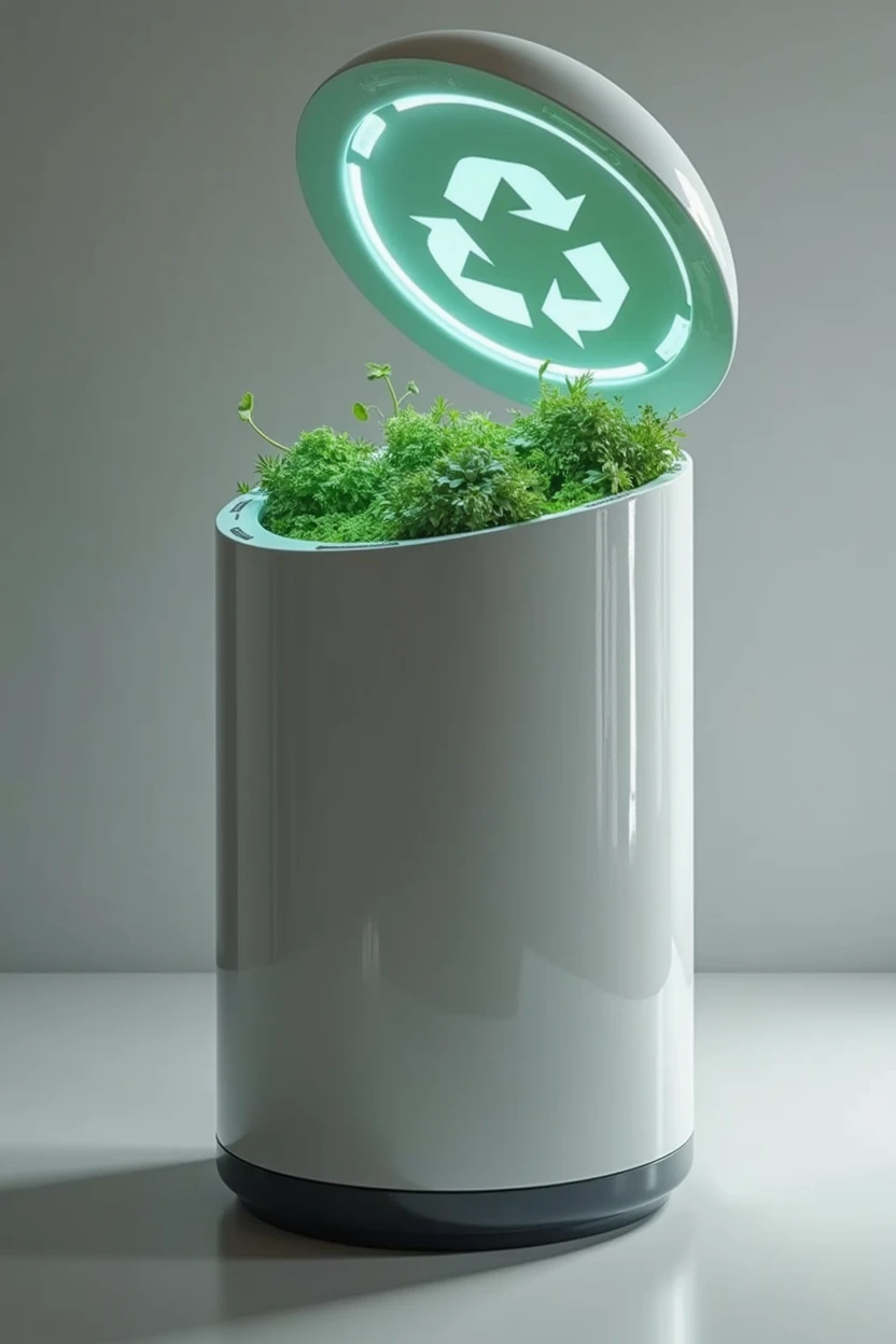 A technological recyclable bin that aims to separate waste automatically.