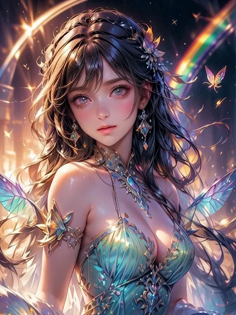 (((masterpiece))), (((best quality))), ((ultra-detailed)),(highly detailed CG illustration), ((an extremely delicate and beautiful)),cinematic light, Create a stunning fantasy artwork that mimics the style of currently trending masters of the genre. The ar...