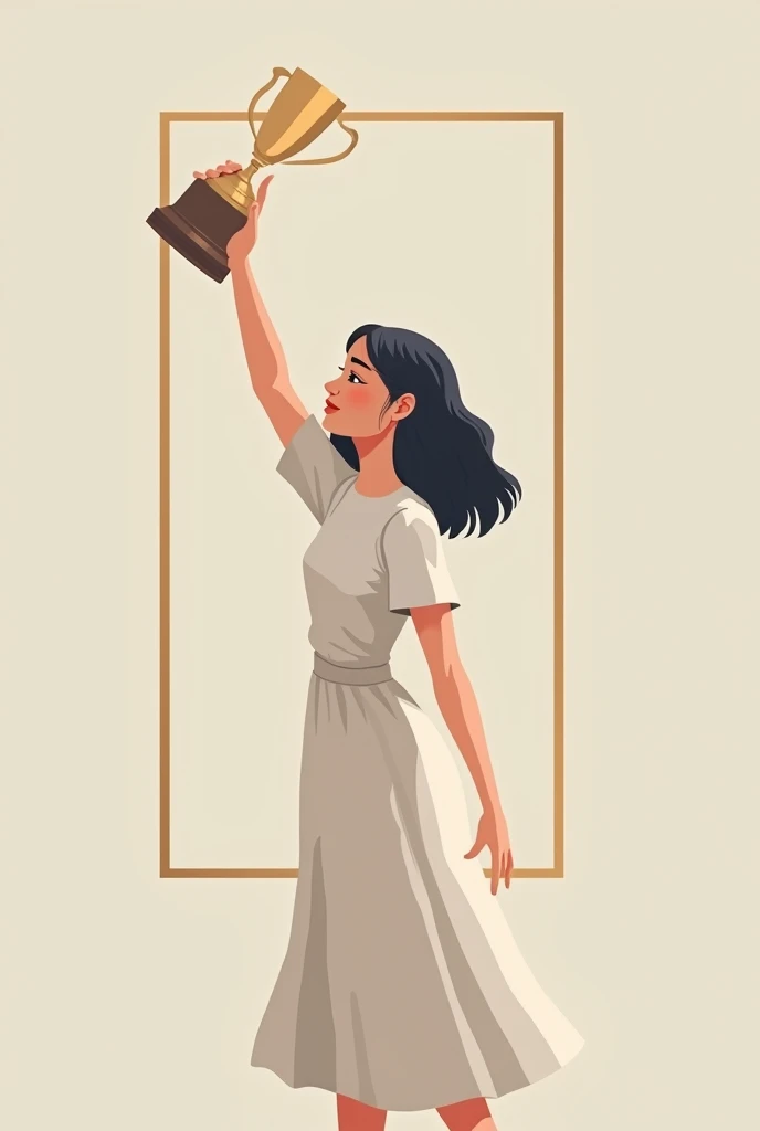 I want a minimalist image of a girl winning an award 