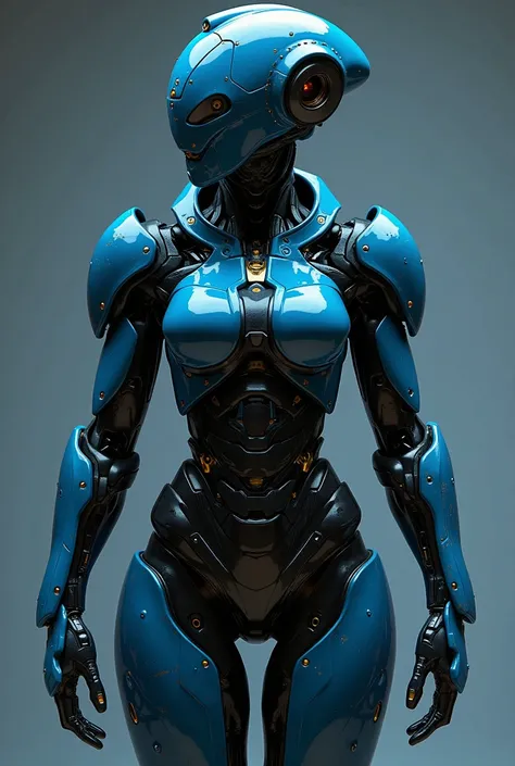 score_9, score_8_up, score_7_up, Wear blue and black mechanical clothing, Wonders of the machine, cyber, Cybernetic Guardian, Futuristic Armor, whole body, Front pose, Symmetric, Complex (Steel Metal [rust]), joint, Warframe style, cyborg, Female body armo...