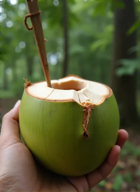 Place this image inside a green coconut