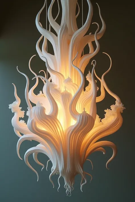 Create a chandelier that combining a shape of squid and lily flower...the chandelier is made using polystyrene cup generate another one with different concept