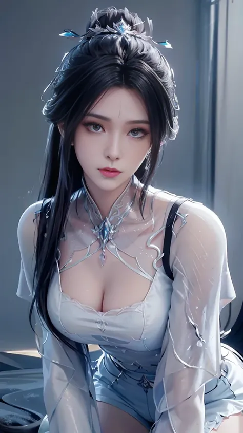 a white hair、Close-up of miss wearing white mask, Beautiful character painting, guweiz, Gurwitz-style artwork, White-haired god, author：Yang Jie, Epic and beautiful character art, Stunning character art, author：Fan Qi, by Wuzhun Shifan, pixiv Art Street Gu...