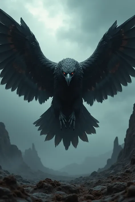 Make a villian looking eagle hovering