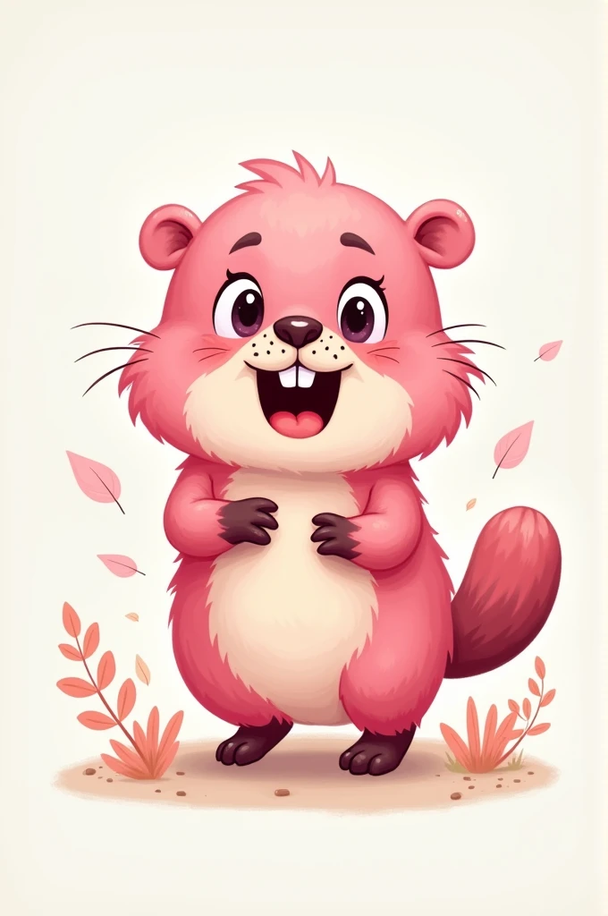 pink beaver drawing 