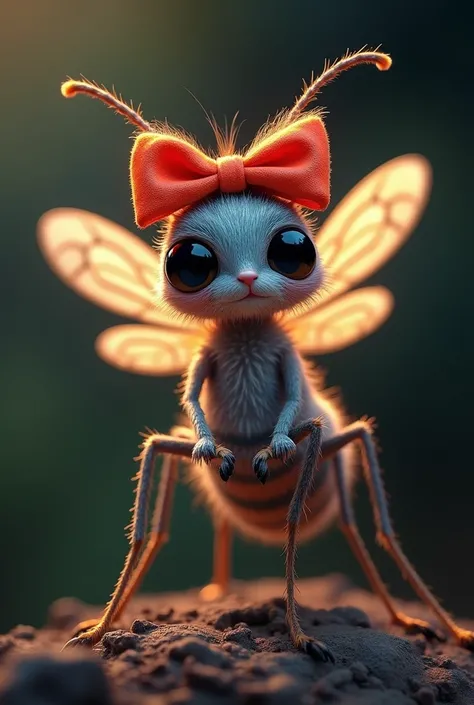 Create a cute and cuddly hologram mosquito image that looks like a mosquito and has a Peruvian bow

