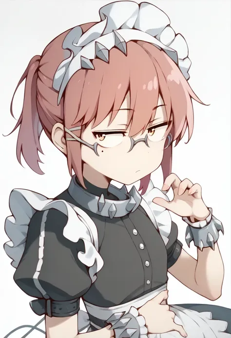 1girl,((kobayashi, (bust size very very small.)), (flat chest:1.2),)) ,maid_headdress,black_dress,wrist_cuffs,puffy_short_sleeve...