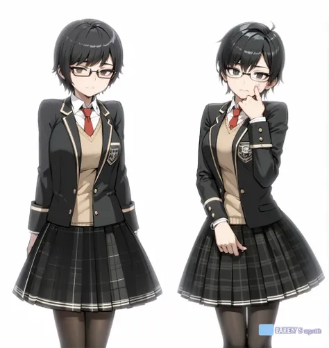 twins short black hair with glasses