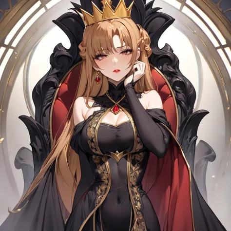 ((highest quality)), ((masterpiece)), (detailed), （perfect face）、the woman is the evil queen grimhild, yuki asuna, with bright b...