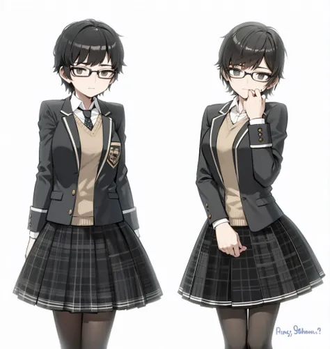 twins short black hair with glasses