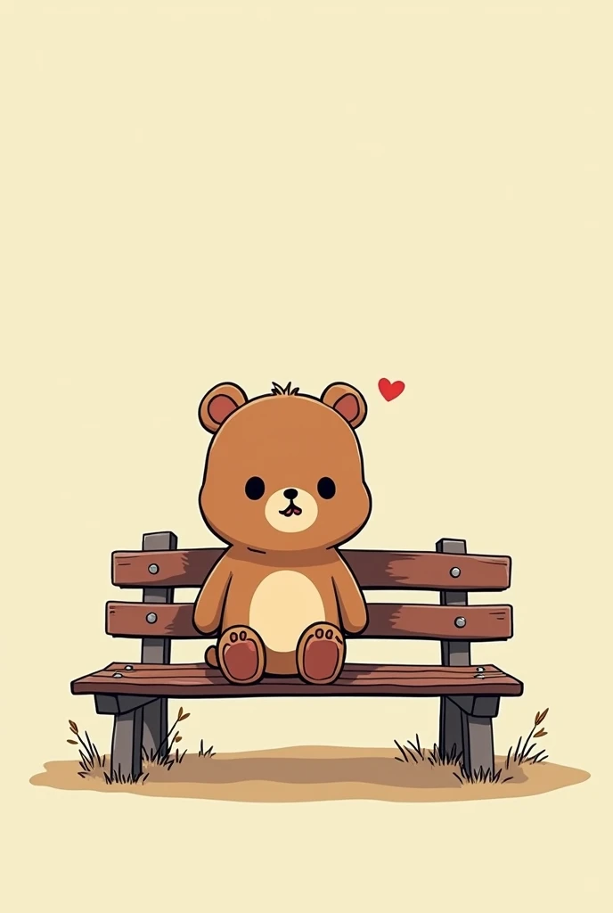 The picture shows a comic-style bench on which a chibi bear is sitting, drawn in Milkmochabear art style