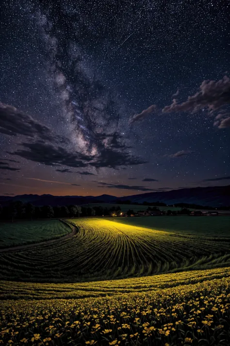 　summer　Night Sky　The fields spread out