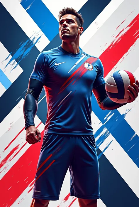 Blue, Red and White Jersey design for Volleyball Men