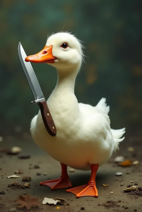 A duck with a knife
