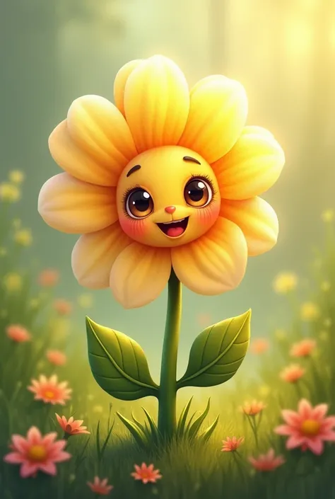 Cute flower shape with eyes and mouth