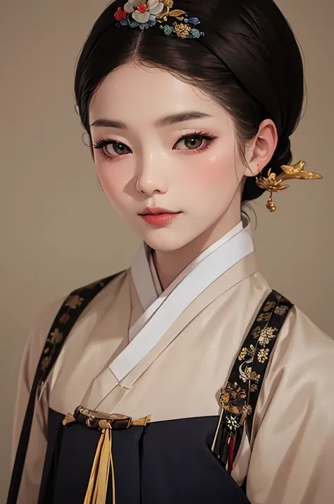 one person 16th century korean woman, hanbok, traditional korean clothing, portrait, upper body, sexy beauty, seductive, mature, sensual, Ink painting