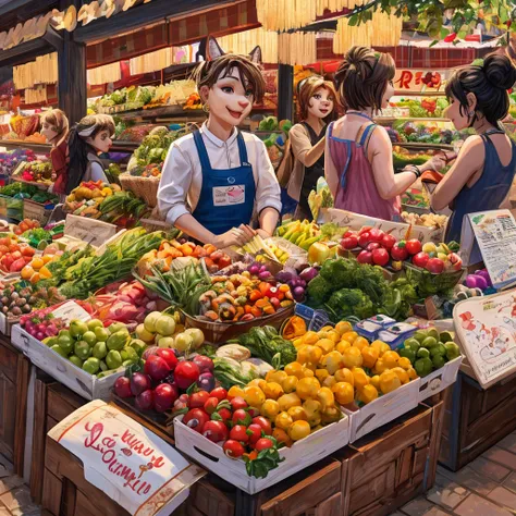 At a bustling farmers market, a group of girls reimagines the everyday task of grocery shopping into an interactive, sensory experience. One girl, a skilled chef, picks fresh ingredients and shares her favorite recipes with onlookers, offering tips on how ...