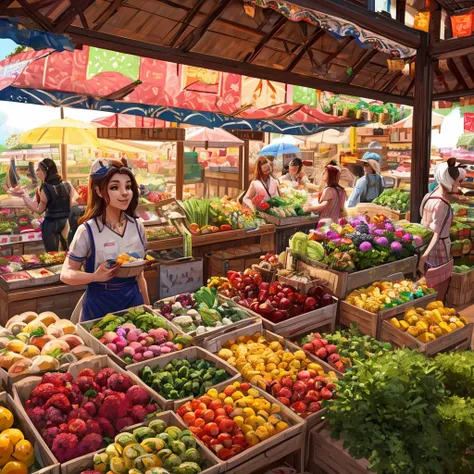 At a bustling farmers market, a group of girls reimagines the everyday task of grocery shopping into an interactive, sensory experience. One girl, a skilled chef, picks fresh ingredients and shares her favorite recipes with onlookers, offering tips on how ...