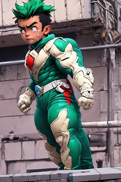 Huge muscles,Huge erect penis,On the roofs of Paris,Massive ,blushing cheeks,Green Hair,Green clothes,Hero Suit,Crying and distorting face in pain,12 year old boy ejaculating