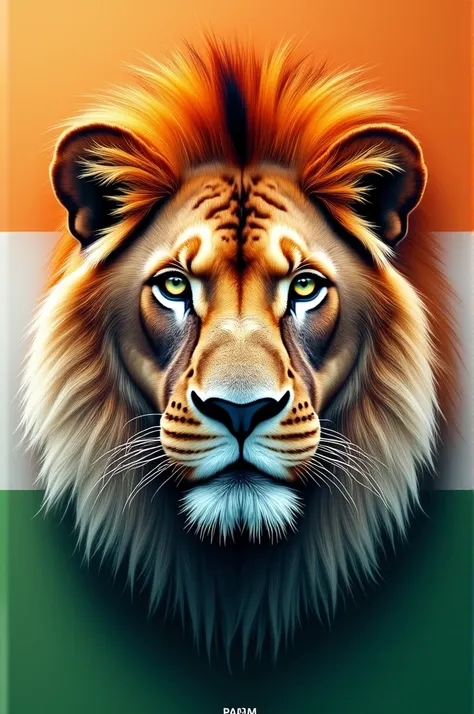 ((best quality)), ((masterpiece)), (detailed), perfect face Create a nice photo using the name Param in the colors shade of the Indian flag along with the photo of the lion