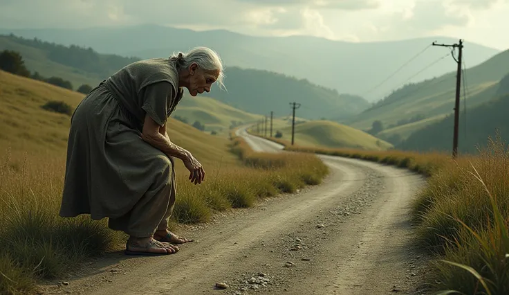 A path on the road there looks like an old woman on the road 