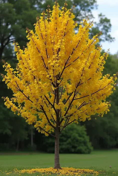 Tecoma stans tree with its real flowers