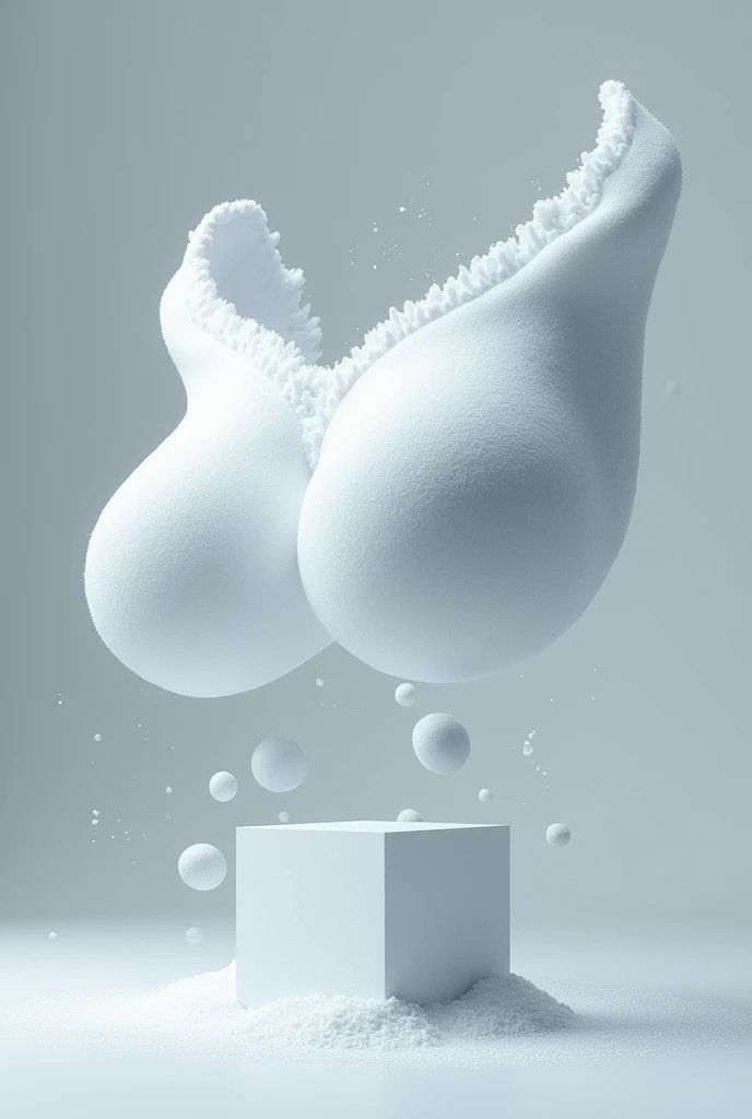 Snow in the shape of a Woman breast with cube a
